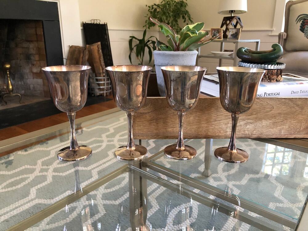 Vintage Salem Portugal Silver Plated Goblets Set of 4 Wine Water Barware